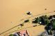 Luftbild: Oestricher Kran bei Hochwasser, Juni 2013